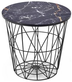 HARISSA konferenciás asztal 41x42 cm fekete/márvány dekor