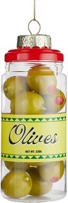 HANG ON üveg karácsonyfadísz , olivabogyó üvegben