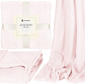 Vastag Dombornyomott Takaró Puha Meleg Rózsaszín 160x200 cm Plüss Ágytakaró