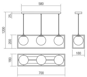 Redo 01-3057 - Csillár zsinóron ZODIAC 3xE14/28W/230V