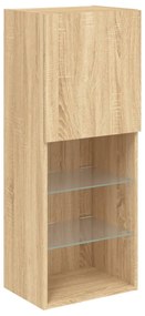 vidaXL 4 darab füstös tölgy színű szerelt fa TV-bútor LED-del