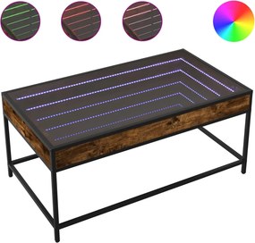 vidaXL füstös tölgy végtelen hatású LED-es dohányzóasztal 90x50x41 cm