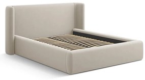 Bézs kárpitozott ágyneműtartós franciaágy ágyráccsal 200x200 cm Jason – Windsor &amp; Co Sofas