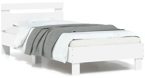 fehér ágykeret fejtámlával és LED-világítással 90 x 200 cm