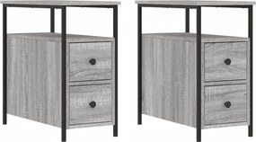vidaXL 2 db szürke-sonoma színű szerelt fa éjjeliszekrény 30x60x60 cm