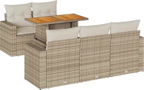 vidaXL 6 részes bézs polyrattan kerti ülőgarnitúra párnával