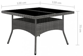 9 részes szürke polyrattan és akácfa kerti étkezőgarnitúra
