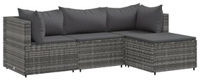 4 részes szürke polyrattan kerti ülőgarnitúra párnákkal