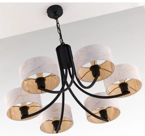 Jupiter 2105 - ARTHUR láncos csillár 6xE27/15W/230V fehér/fekete/márvány dekor