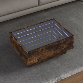 Füstös tölgy szerelt fa dohányzóasztal LED-del 70 x 50 x 30 cm