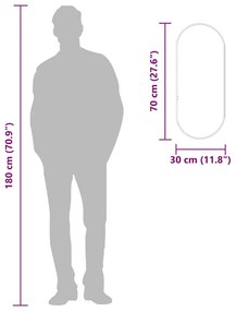 ezüstszínű ovális falitükör 70 x 30 cm