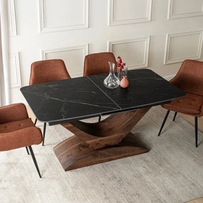 ALICANTE asztal 160–200 cm, fekete márvány / dió