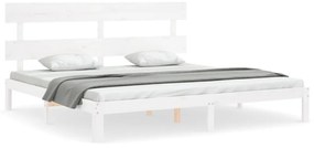 fehér tömör fa ágykeret fejtámlával Super King Size
