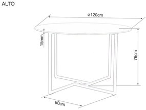 Kerek étkezőasztal tölgy dekor asztallappal ALTO 120x120