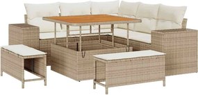 vidaXL Kerti Kanapé Szett párnával tárolóval 8 pcs Beige és krém