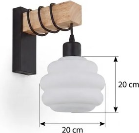 Brilagi - Fali lámpa WOOD GLASS 1xE27/60W/230V fenyő/fekete/fehér