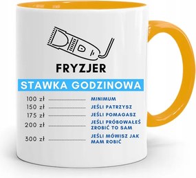 Sárga Fodrász Bögre Fodrász Óradíj Nyomtatott Fotóval