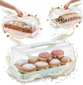 Snack Sütemény Tároló Doboz Fedéllel 36 cm Téglalap alakú doboz