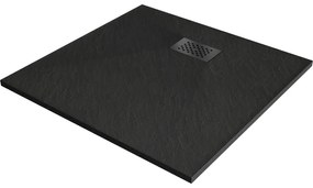 Mexen Hugo négyszögletű zuhanytálca SMC 70 x 70 cm, fekete, fekete takaró - 42707070-B
