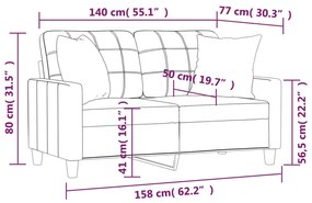 2 személyes bordó műbőr kanapé díszpárnákkal 140 cm