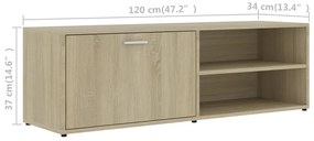 sonoma tölgy színű szerelt fa TV-szekrény 120 x 34 x 37 cm
