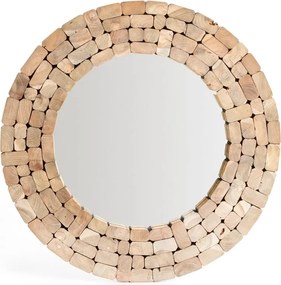 Fali tükör tömörfa kerettel ø 80 cm Eliptic – Kave Home