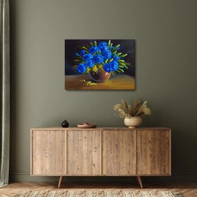 Kék virágok képe egy vázában (70x50 cm)