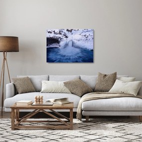 Vízesés képe télen (üvegen) (70x50 cm)