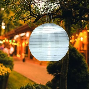 Nagyméretű napelemes Party 15 LED-es  Lampion, 40 cm, fehér, 1 db
