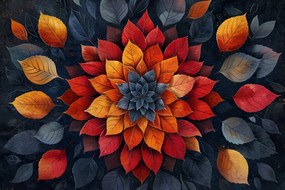 Vászonkép Canvas Absztrakt Mandala Levelek Ősz Harmónia 120x80