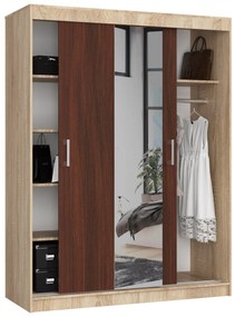 Ruhásszekrény Clotilde  (szonoma tölgy + wenge) (tükörrel). Akció -16%. 1069414