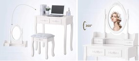 Fésülködő asztal Primadonna WHITE