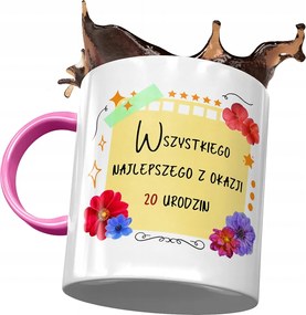 Rózsaszín Bögre Születésnapra 20 20. 20. Ajándék Nyomtatott Fotóval