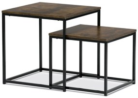 Set măsuță de cafea din 2 bucăți, MDF, decor stejar salbatic, cadru metalic
