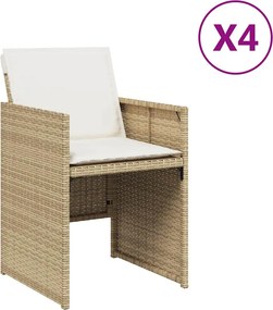 vidaXL 4 db bézs polyrattan kerti szék párnával