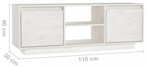 fehér tömör fenyőfa TV-szekrény 110 x 30 x 40 cm