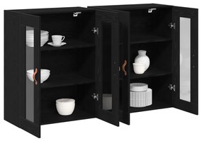 Fali Szekrények 2 db Fekete Tölgy 69,5x34x90 cm Gyártott Fa