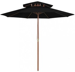 fekete kétszintes napernyő farúddal 270 cm