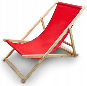 Kerti Napozóágy Fából, Összecsukható, Piros