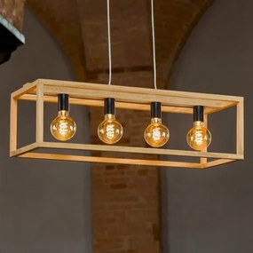 Spot-Light 61590474 - Csillár zsinóron KAGO 4xE27/60W/230V matt tölgy