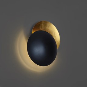 Modern fekete fali lámpa arany színnel 34,5 cm 2-lámpás - Sunrise