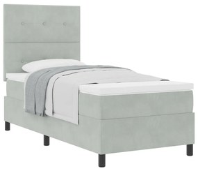 Boxspring Ágy Matrac Különböző Szürke Egyágyas Bársonyos
