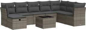vidaXL 9 részes szürke polyrattan kerti ülőgarnitúra párnákkal