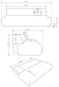 Kihúzható 3 személyes kanapé tárolóval PRATO bézs