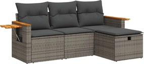 vidaXL 4 részes szürke polyrattan kerti ülőgarnitúra párnákkal