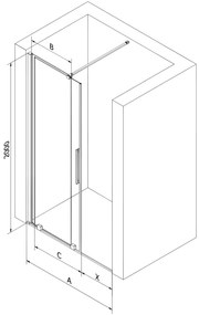 Mexen Velar, tolózuhanyajtó nyitáshoz 90 cm, 8mm szürke üveg, arany fényes, 871-090-000-41-50