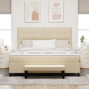 Box Spring Ágy Matraccal és Padlással Krém 180x200 cm Szövet