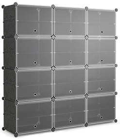 12 rekeszes műanyag cipőtartó oldalsó akasztókkal