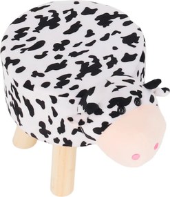 Puff kistehén alakban, Velvet anyag fehér/fekete/natúr, MOLLY