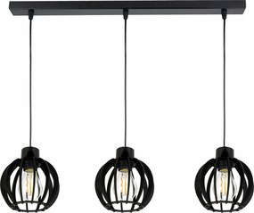 Mennyezeti Túlnyúló Lámpa Függő Csillár Fekete Loft Lámpabúra Fa Fekete 3x E27